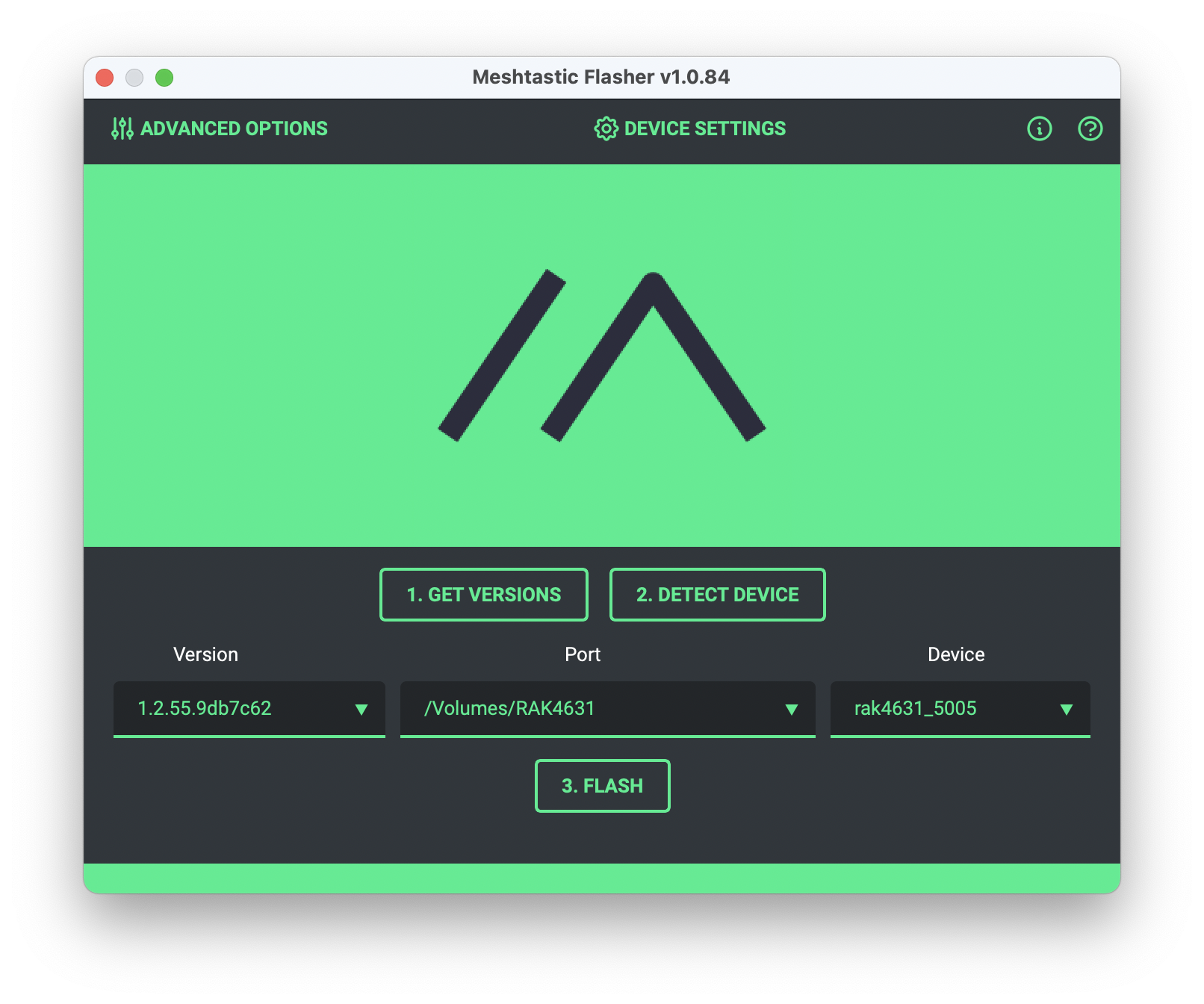 Computer flashing firmware to a Meshtastic node